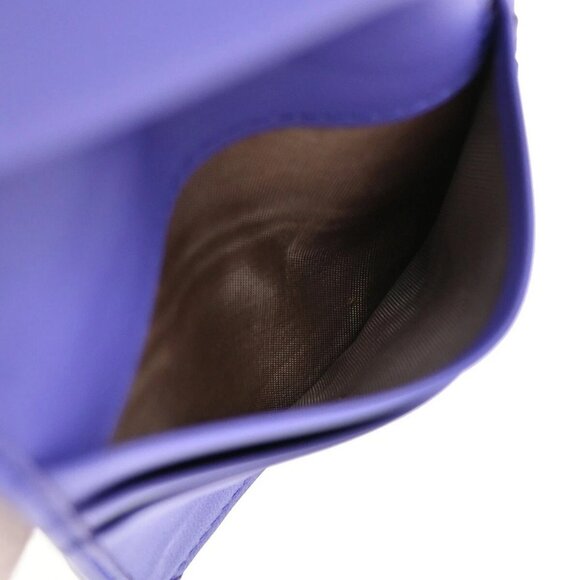 BOTTEGA VENETA Logo Intrecciato Bifold Compact Wallet Leather Purple 62EE110 - Picture 3 of 13